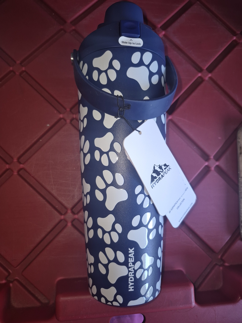HydraPeak Navy Paw Print Stainless-Steel Travel Bottle
